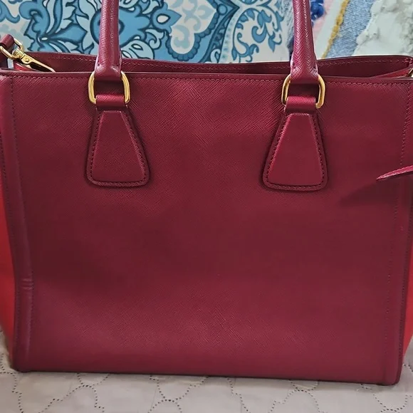 Prada Burgundy Leather Tote Bag - Picture 10 of 13